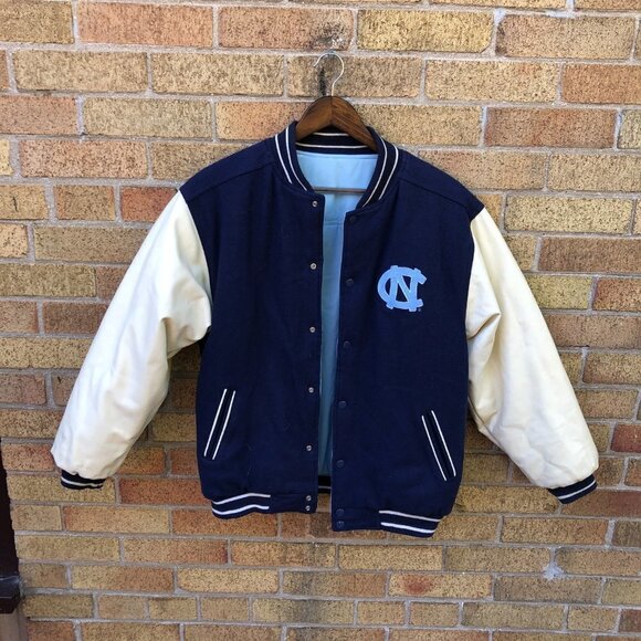 Vintage 1996 Mighty Mac Sports Reversible North Carolina UNC Varsity Jacket - Picture 3 of 15